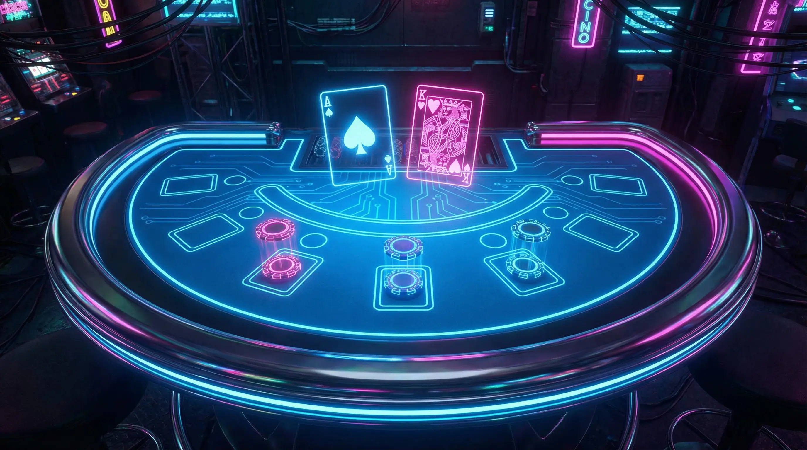 Mesa de blackjack futurista en tiraj rapid México