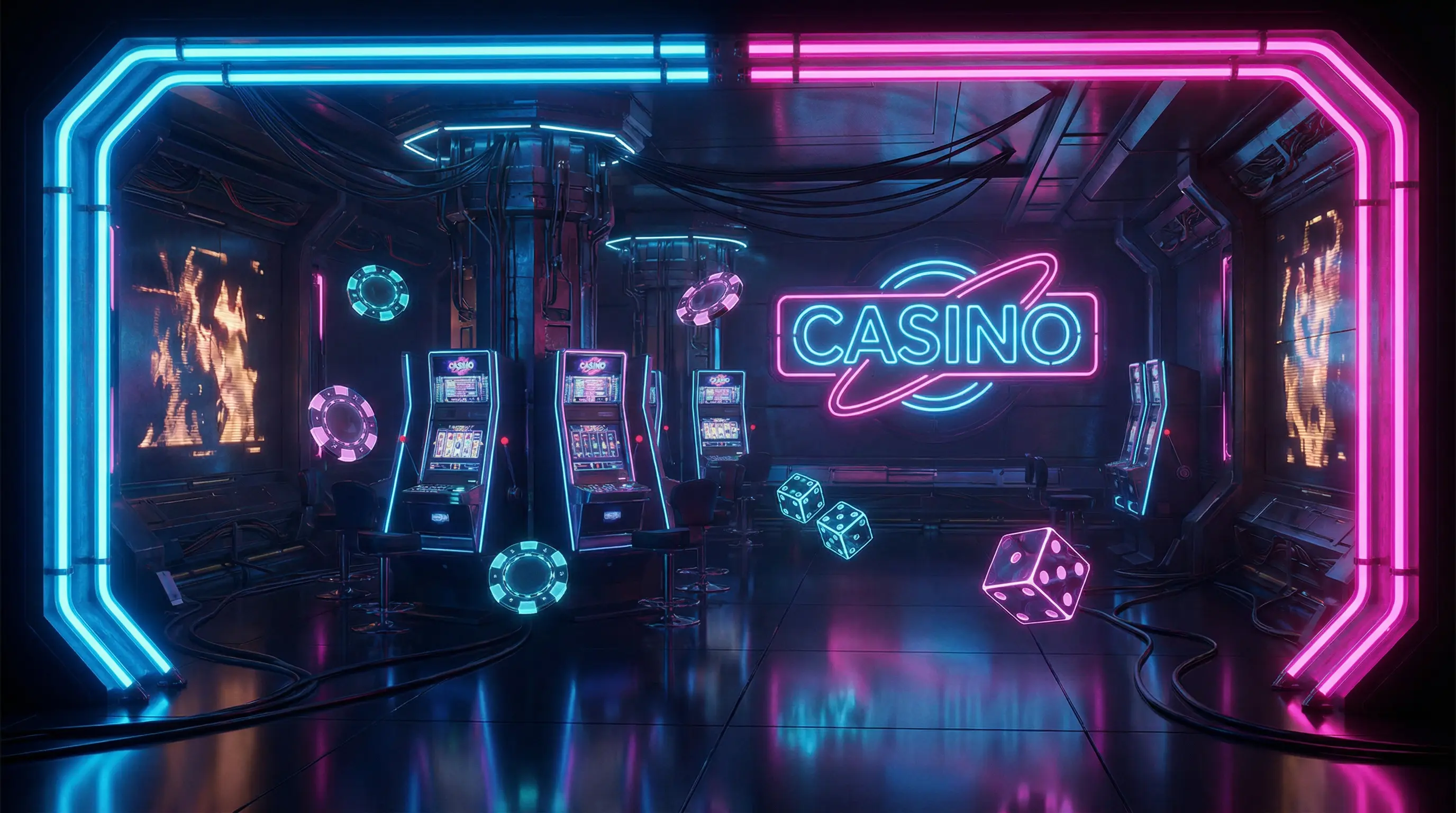 Casino futurista tiraj rapid con luces de neón